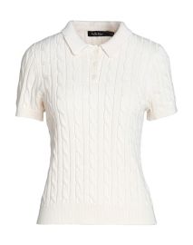 LAUREN RALPH LAUREN CABLE-KNIT COTTON POLO SWEATER Cream Womens Sweater at Yoox